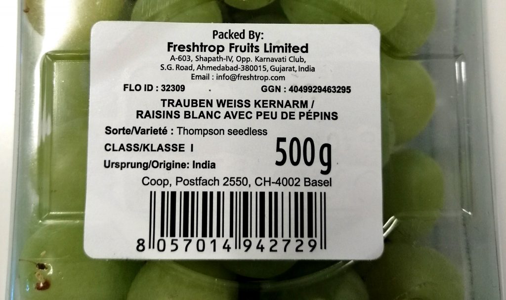 Saisonale Trauben aus Indien?