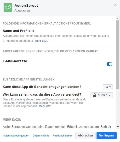 Screenshot von "Apps und Websites", Funktion "Ansehen und bearbeiten"