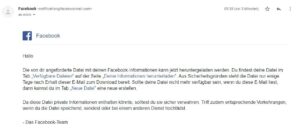 Email von Facebook, Daten sind zum Download verfügbar