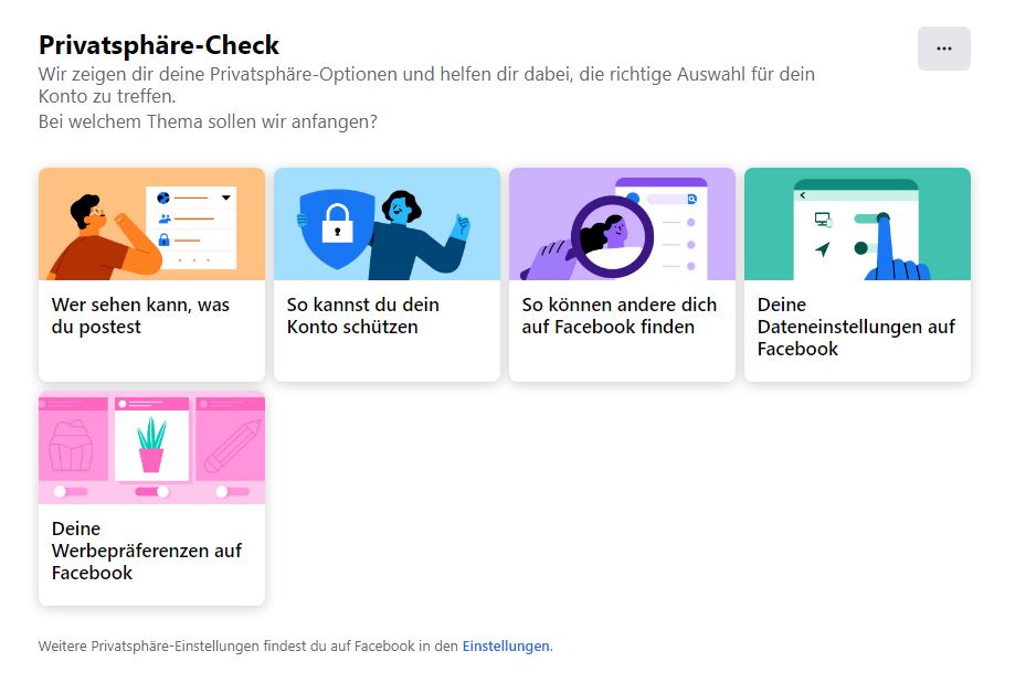 Screenshot von Facebook Privatsphäre-Check